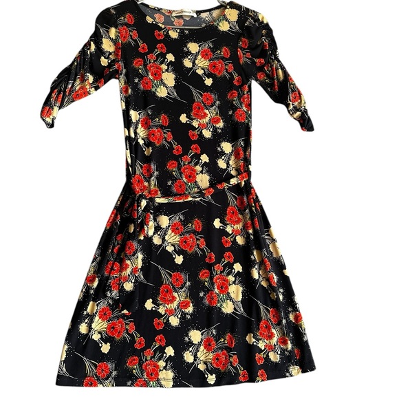 Veronica M Dresses & Skirts - VERONICA WOMANS MIDI SLIP ON DRESS STRETCH RUCHED SLEEVE SZ XS